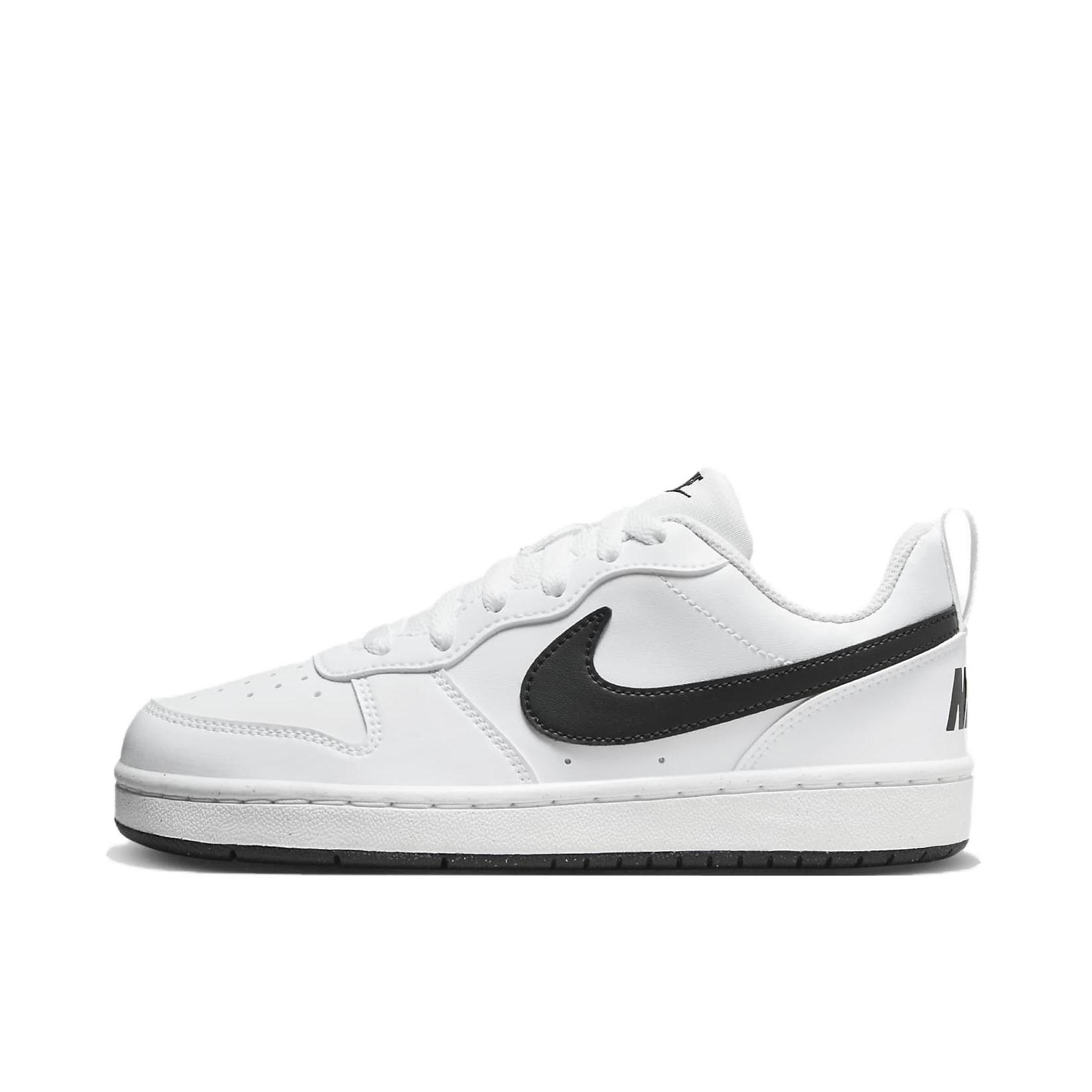 Nike Court Borough 复古 舒适透气 防滑耐磨 轻便 防水耐穿 板鞋 运动休闲鞋 GS/白色/黑钩