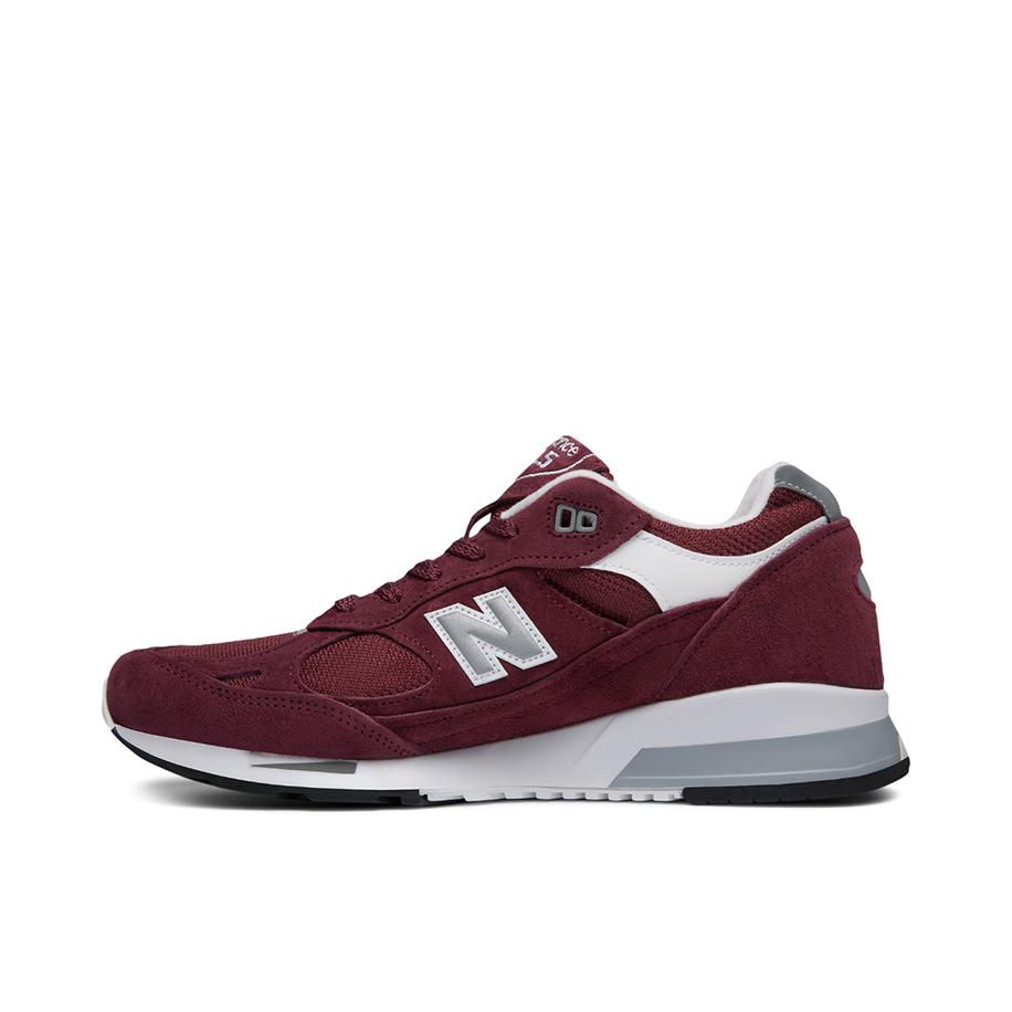 New Balance 991 跑鞋 舒适减震防滑耐磨织物网布透气经典复古休闲运动百搭通勤贴合 酒红/白色