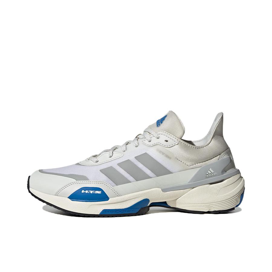 推荐商品：adidas MTS 跑鞋 缓震防滑耐磨网面健身训练运动透气织物回弹排汗轻便 白色/蓝色