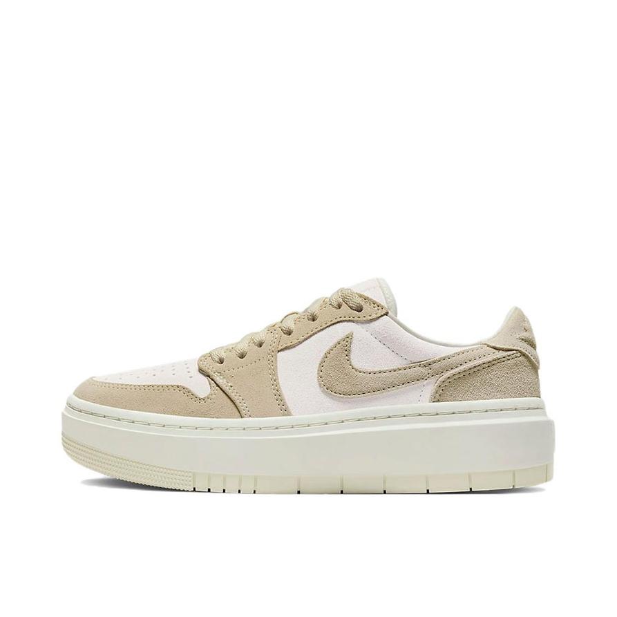 推荐商品：Jordan Air Jordan 1 elevate 板鞋 圆头厚底减震防滑复古增高 低帮/白色/浅棕