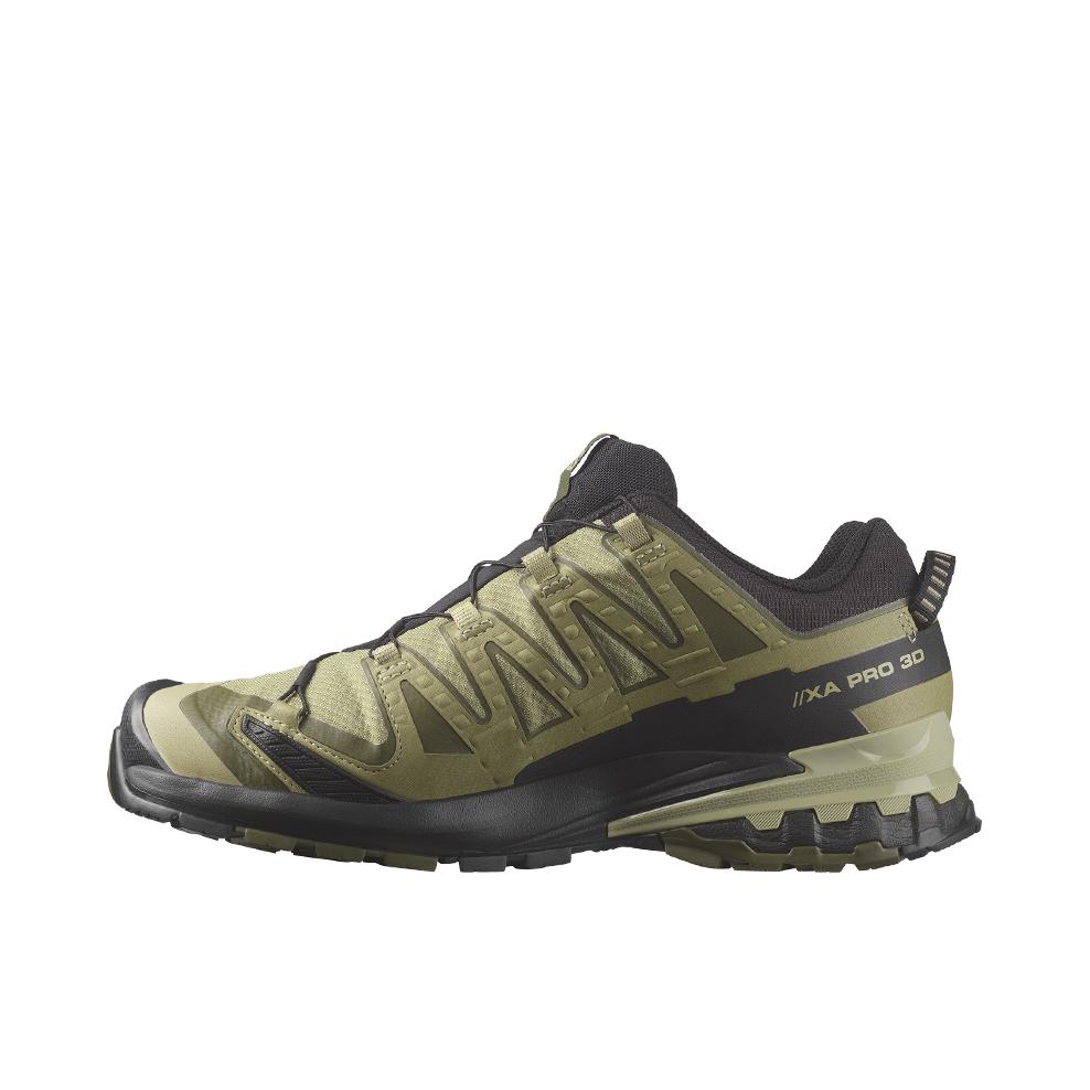 推荐商品：Salomon/萨洛蒙 XA Pro 3D V8 户外休闲鞋 防水透气稳定耐磨防滑越野网布圆头回弹合成革 宽鞋楦/干草绿
