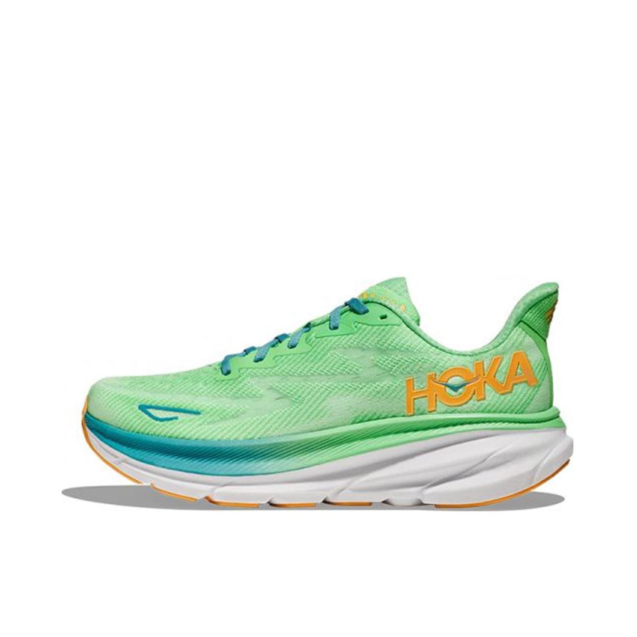 推荐商品：HOKA ONE ONE Clifton 9 克利夫顿 9 舒适减震 跑鞋 2E/白色/绿色