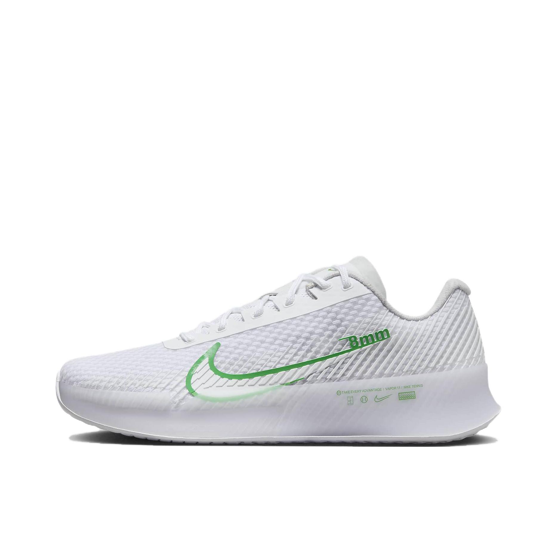 推荐商品：Nike Court Zoom Vapor 11 耐磨防滑 透气缓震 舒适轻便 支撑 网球鞋 白色/绿色