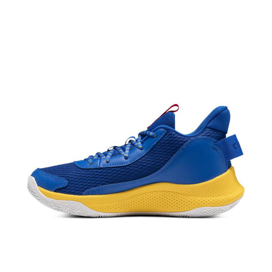 推荐商品：Under Armour/安德玛 Curry 3 Z7 缓震 回弹 圆头 织物 增高支撑 网面 篮球鞋 蓝色/黄色/白色
