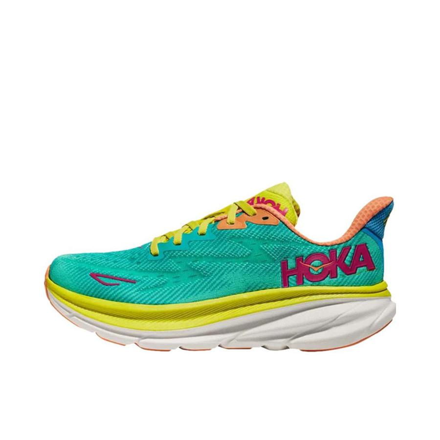 推荐商品：HOKA ONE ONE Clifton 9 克利夫顿 9 舒适减震 跑鞋 黄色/绿色