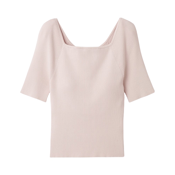 推荐商品：SNIDEL 春夏露背方领后系带针织衫 女装 SWNT232117 浅粉