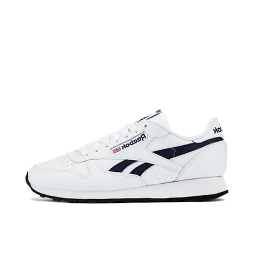 推荐商品：Reebok/锐步 Classic Leather 跑鞋 休闲复古减震回弹防滑耐磨低帮合成革织物轻便 白色/蓝色/黑色