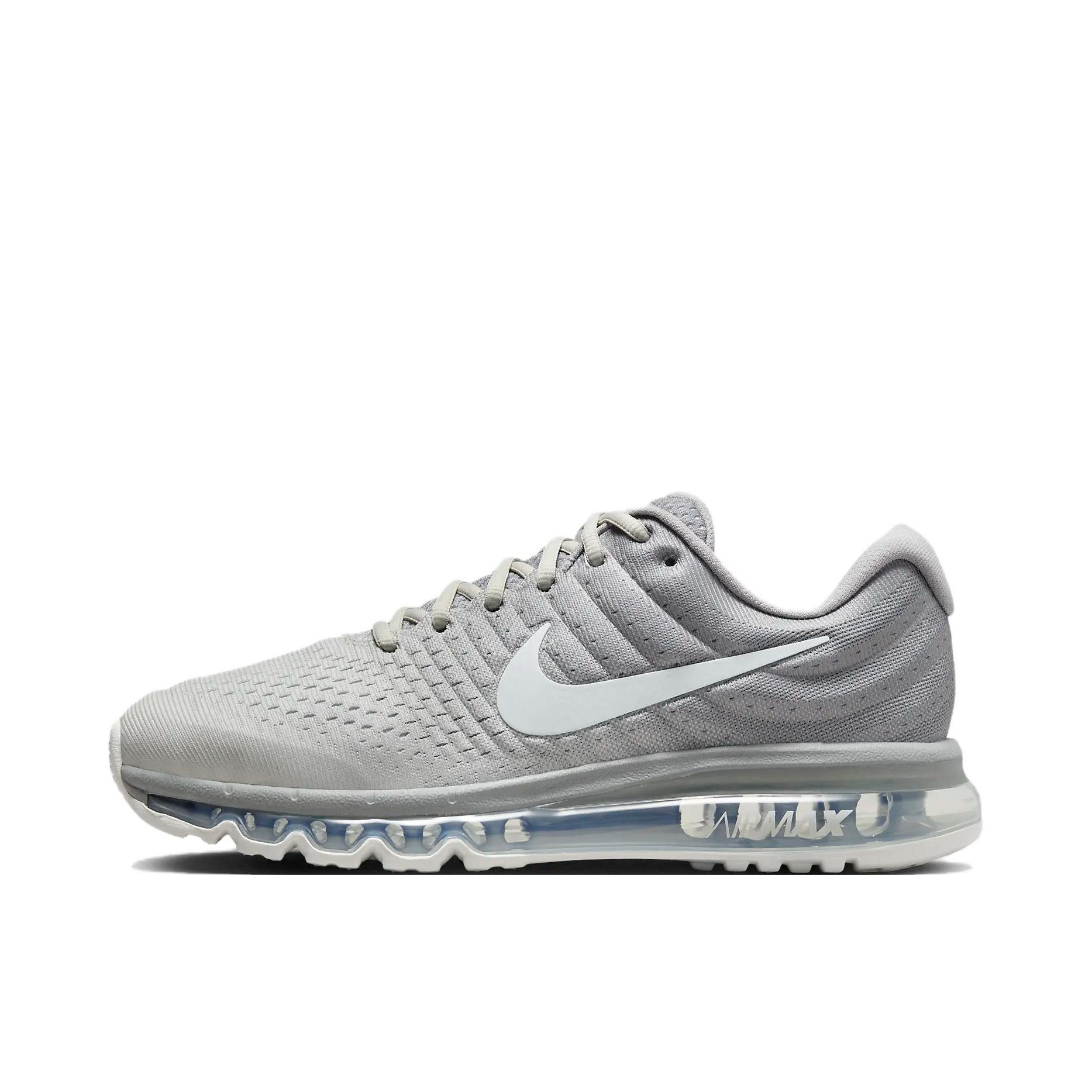 推荐商品：Nike Air Max 2017 跑鞋 减震回弹防滑耐磨舒适透气运动织物支撑简约休闲短跑 白灰色