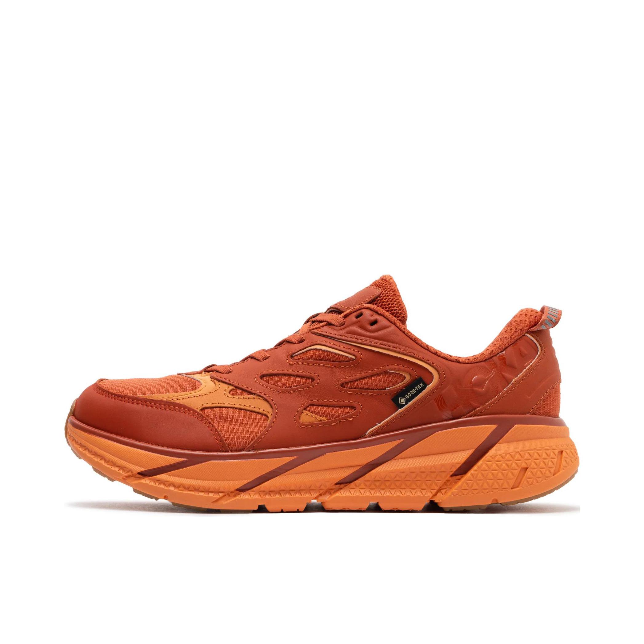 推荐商品：HOKA ONE ONE Clifton 舒适轻便 减震回弹 防滑耐磨 复古 织物 长跑 运动休闲鞋 橙色