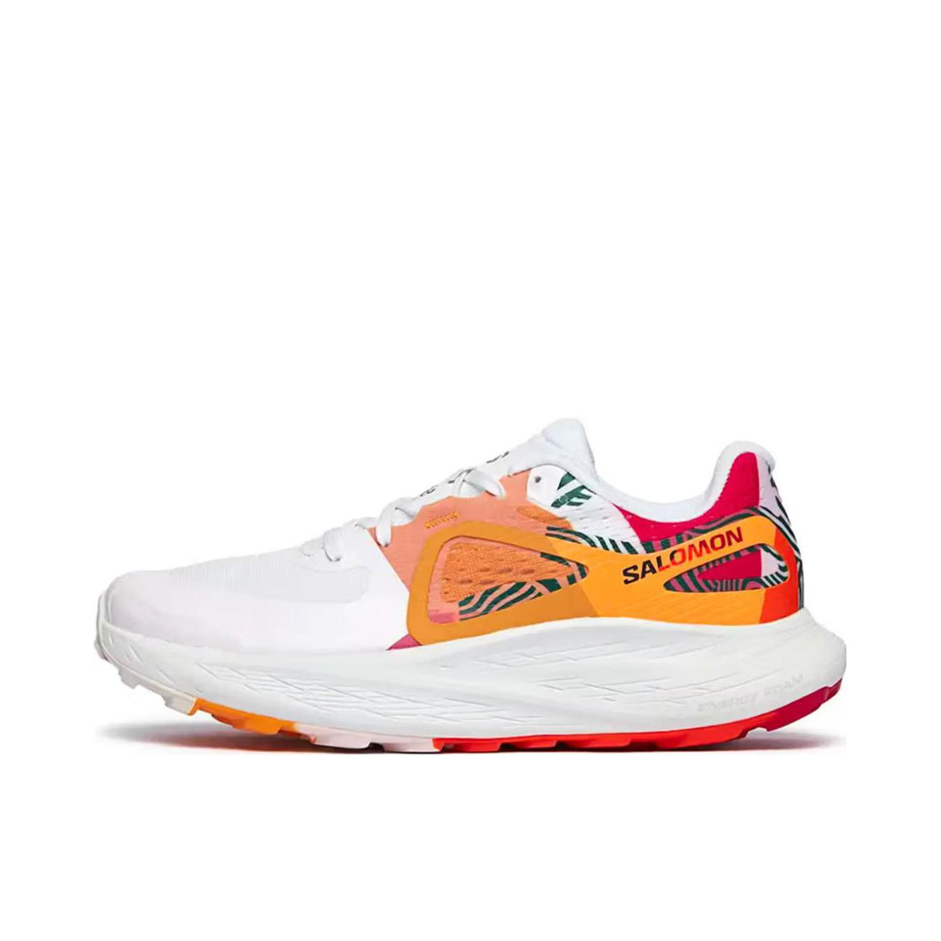 推荐商品：Salomon/萨洛蒙 Aero Glide 缓震平稳 防滑耐磨 舒适轻便 网布透气 百搭 圆头 休闲运动 跑鞋 Ciele Athletics联名/白色/橙色