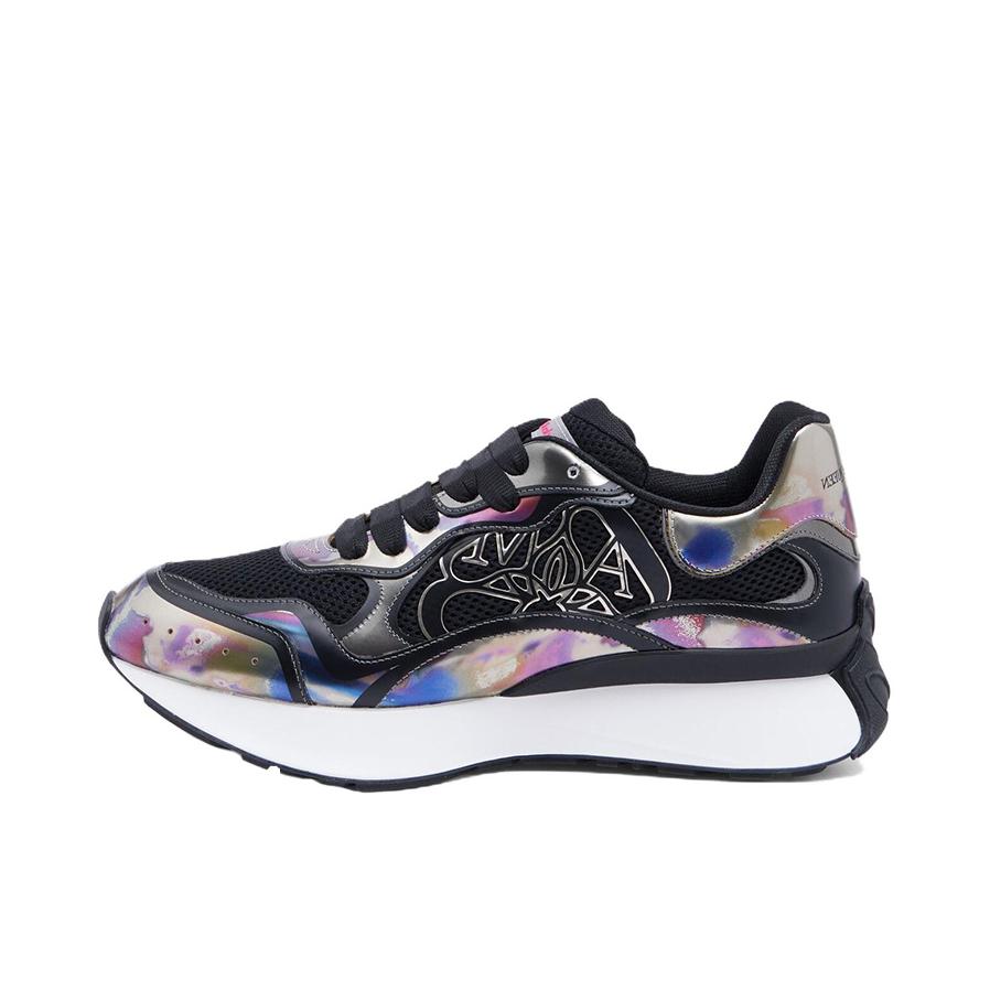 推荐商品：Alexander McQueen/亚历山大麦昆 Sprint Runner系列 圆头 舒适 时尚 防滑耐磨 生活 运动休闲鞋 黑色/白色/银色
