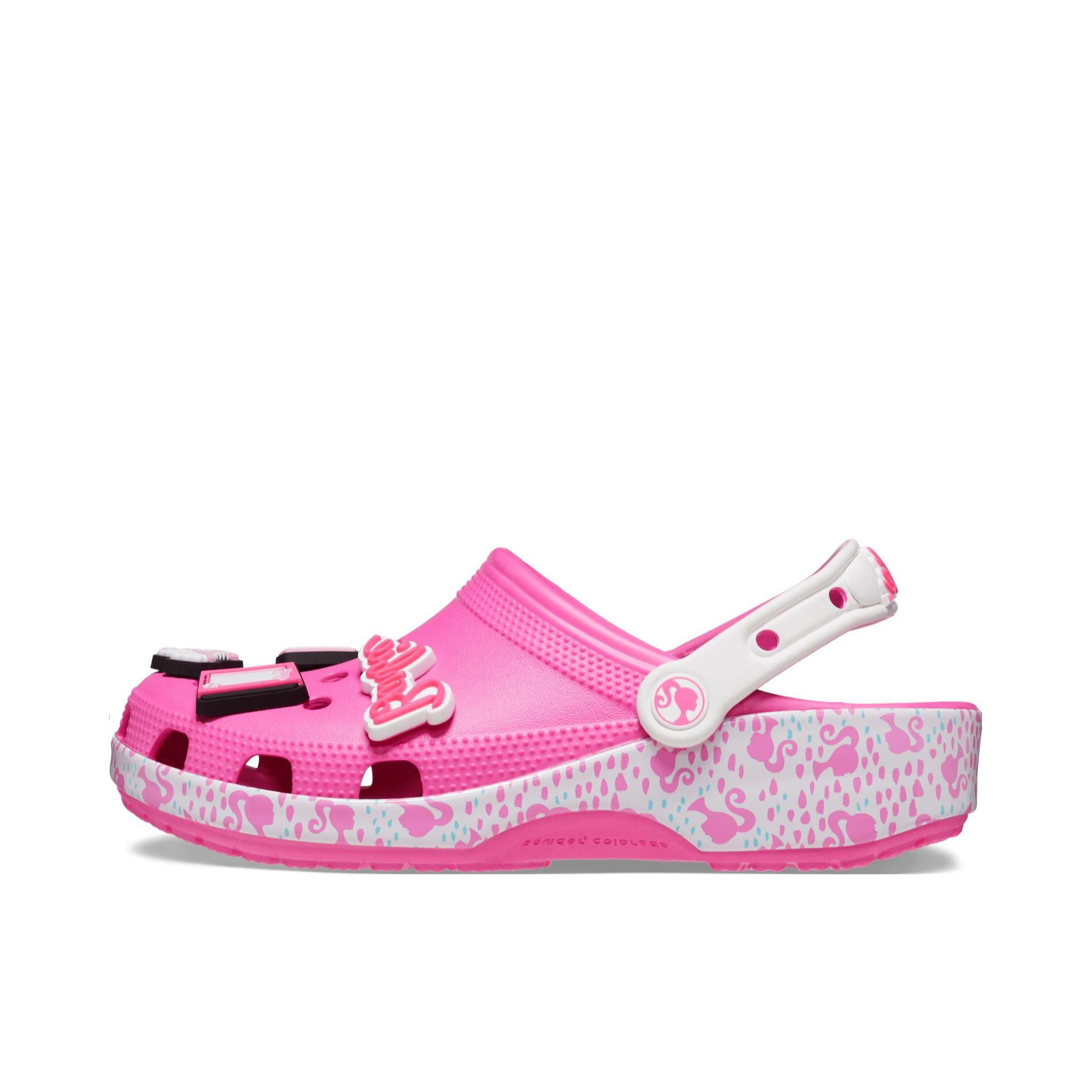推荐商品：Crocs/卡骆驰 Classic Clog 经典克骆格 防滑耐磨 包头百搭 休闲舒适 外穿圆头 运动沙滩 户外 洞洞鞋 凉鞋 Barbie联名/粉色/白色
