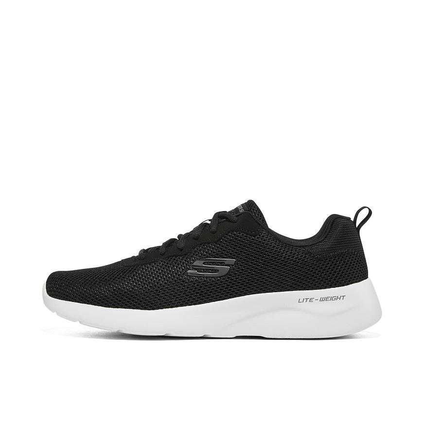 推荐商品：Skechers/斯凯奇 Dynamight 2.0 防滑耐磨 轻便减震 网面透气 舒适软底 轻质绑带 一脚穿 运动休闲鞋 纯黑色/白色