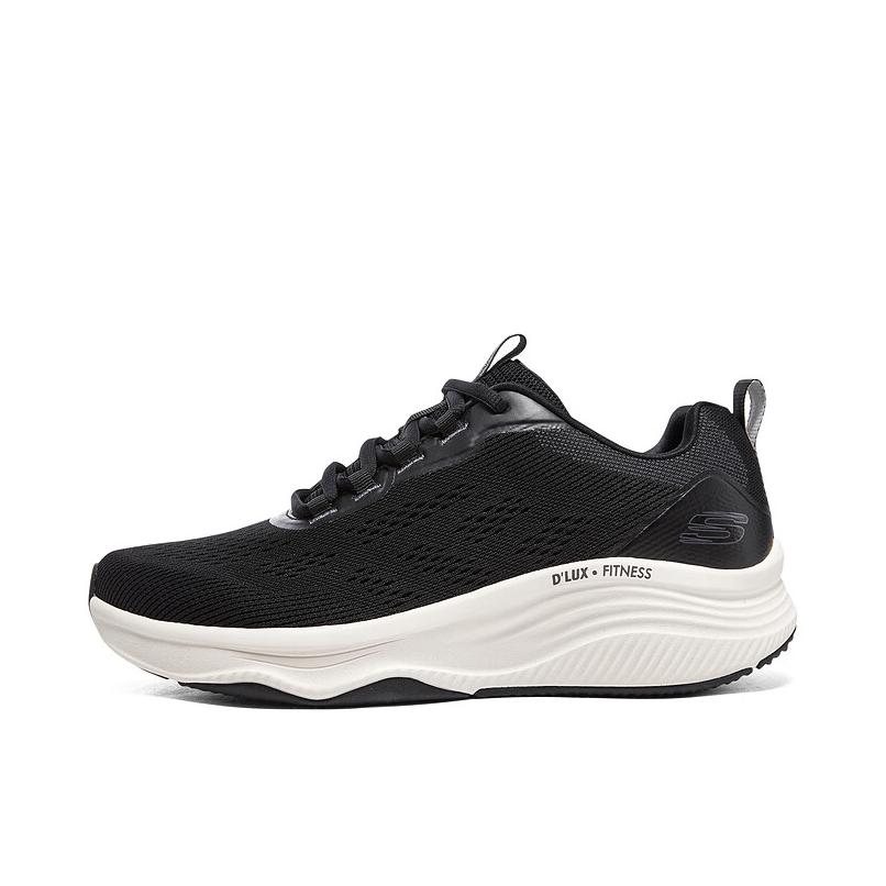 推荐商品：Skechers/斯凯奇 D'Lux Fitness 缓震 防滑 耐磨 网面舒适透气 时尚百搭 轻质 休闲 运动 跑鞋 乌黑色