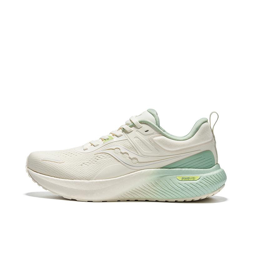 推荐商品：Saucony/索康尼 Surge 澎湃2 舒适透气 轻便缓震 软底 百搭潮流 马拉松 跑鞋 米色/绿色