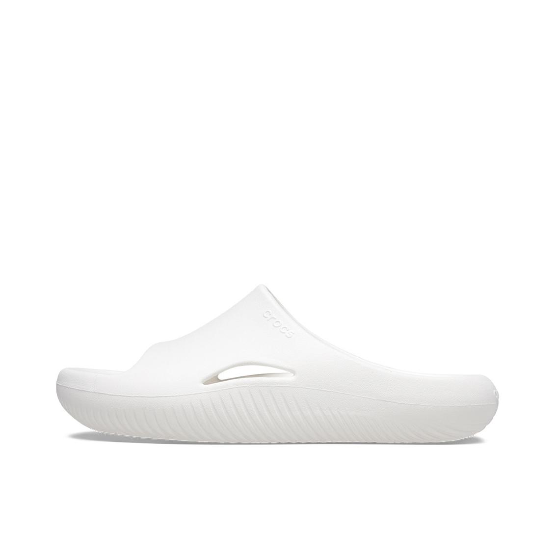 推荐商品：Crocs/卡骆驰 Mellow Slide 防滑耐磨 舒适轻便 圆头 外穿 百搭 露趾 防磨 套脚 休闲运动 一字 沙滩 拖鞋 纯白色