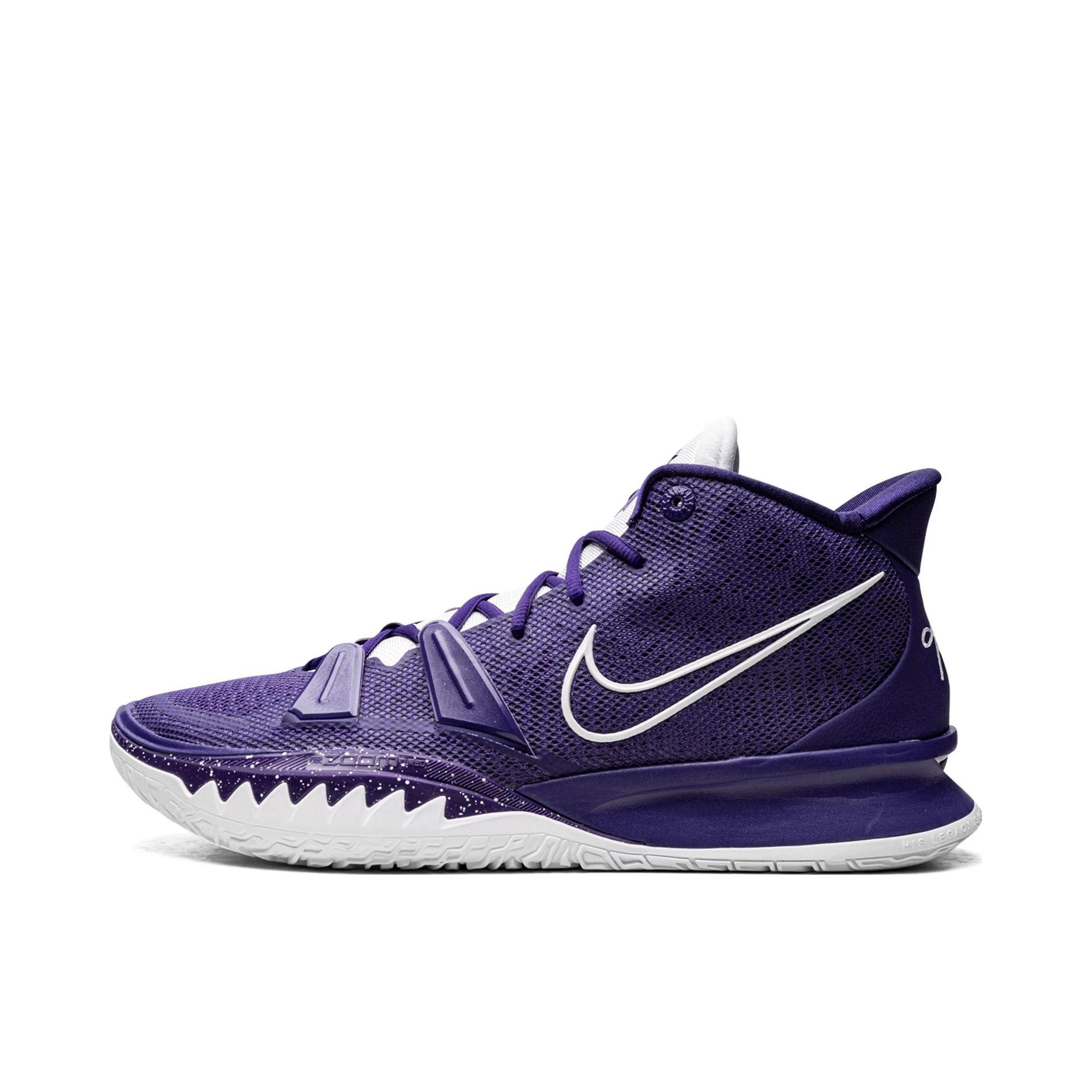 推荐商品：Nike Kyrie 7 欧文7 缓震 防滑耐磨 圆头 包裹性 实战 织物 支撑 防水 合成革 篮球鞋 Promo/紫色/白色