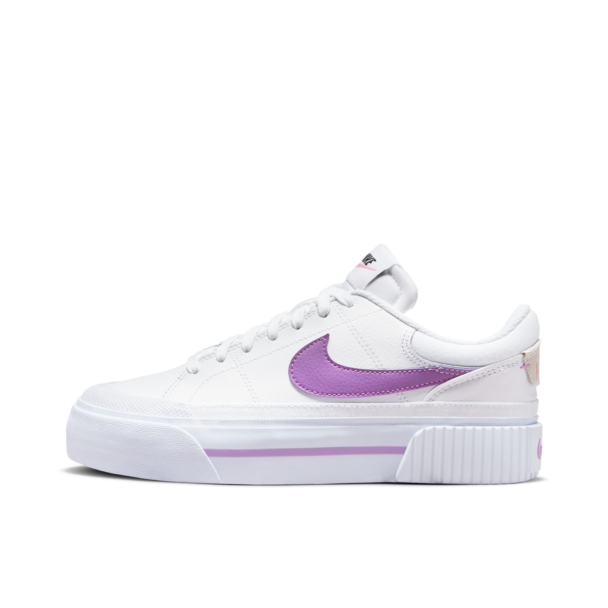 推荐商品：Nike Court Legacy Lift 板鞋 舒适缓震耐磨透气增高抓地 白色/紫色