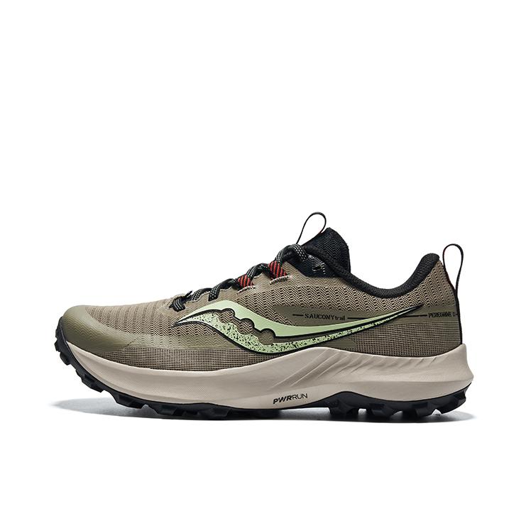 推荐商品：Saucony/索康尼 Peregrine 游隼13 户外越野 舒适缓震 网布透气 防滑耐磨 稳定 跑山 跑鞋 咖啡黑