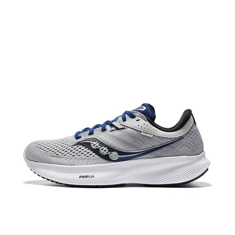 推荐商品：Saucony/索康尼 Ride 驭途 16 软底减震 舒适轻便 网布织物 时尚休闲 轻质 马拉松 跑鞋 灰色/黑色