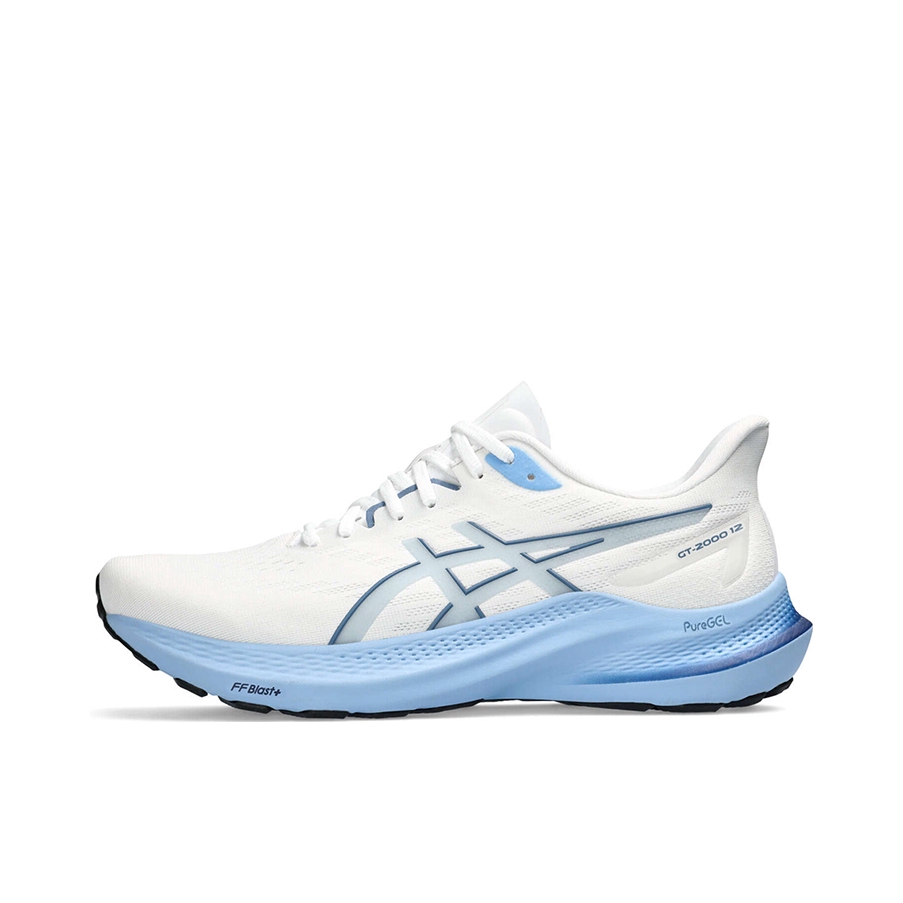 推荐商品：Asics/亚瑟士 GT-2000 12 跑鞋 足弓稳定支撑缓震回弹透气复古马拉松夜跑圆头 白色/浅蓝