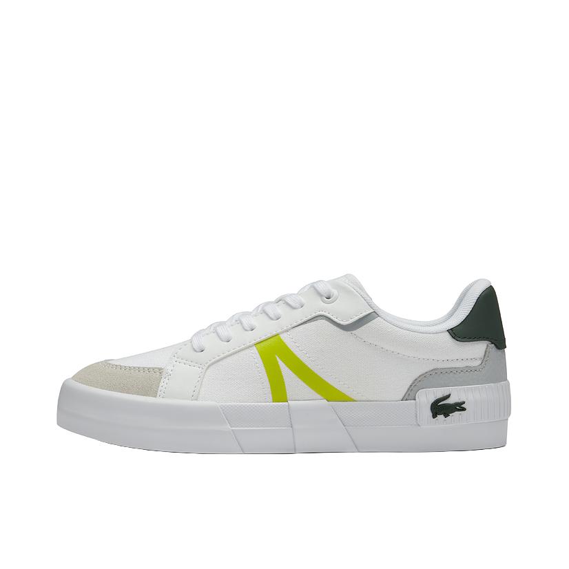 推荐商品：LACOSTE L004系列 舒适百搭 简约时尚 圆头透气 防滑耐磨 平底 法国鳄鱼 拼接 牛皮革 运动休闲鞋 44SMA0077 2L6/白色/浅绿色