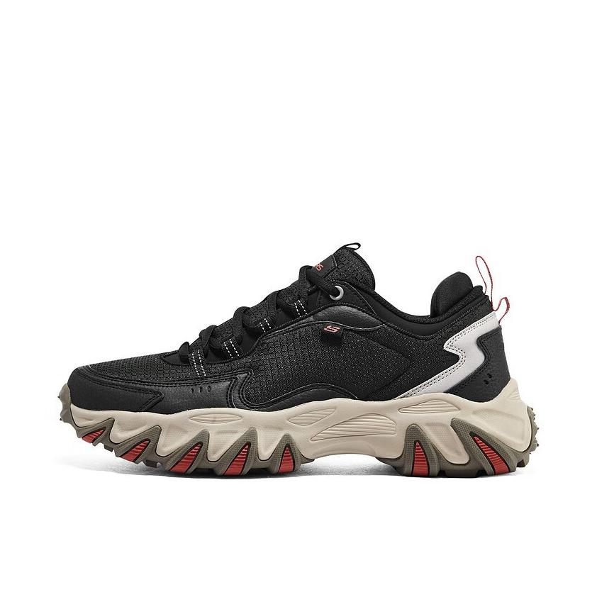 推荐商品：Skechers/斯凯奇 Thurston Trail 城市户外 防滑耐磨 厚底增高 缓震运动 野火鞋 织物 老爹鞋 237526 黑色/棕色