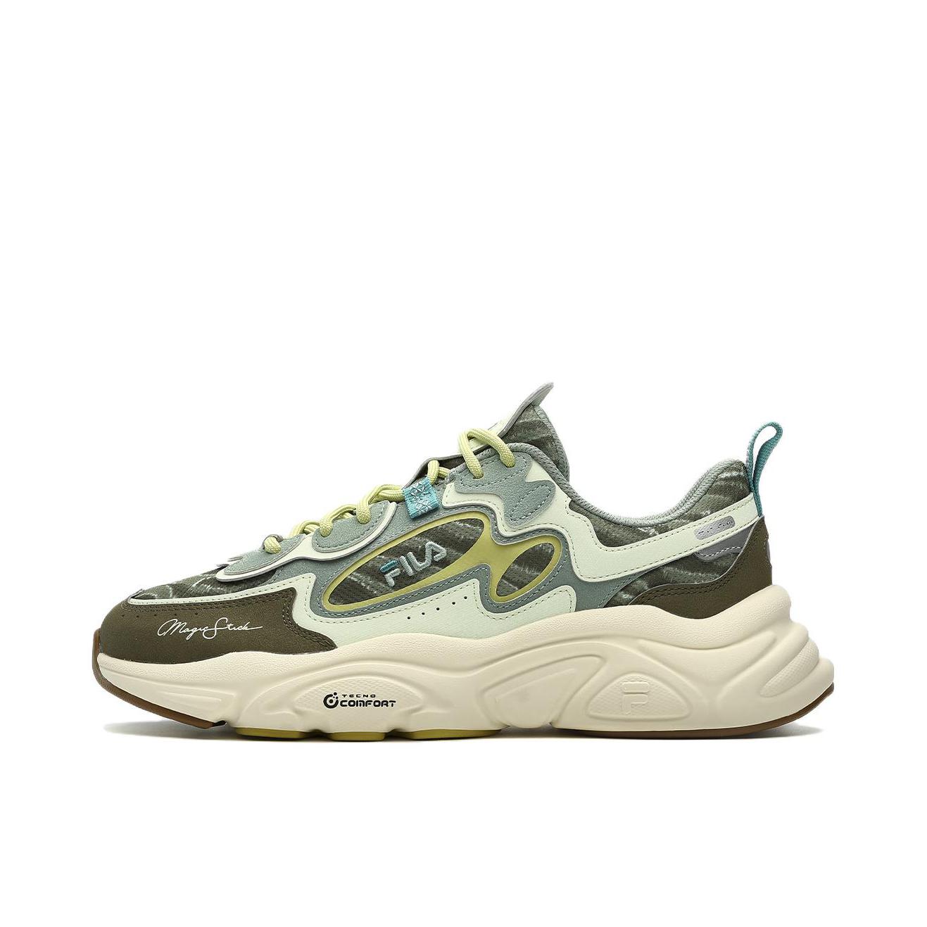 推荐商品：FILA/斐乐 Mars 火星 1S 防滑耐磨 舒适减震 透气 复古运动 百搭休闲 织物 合成革 增高鞋 老爹鞋 碳橄榄/草甸雾