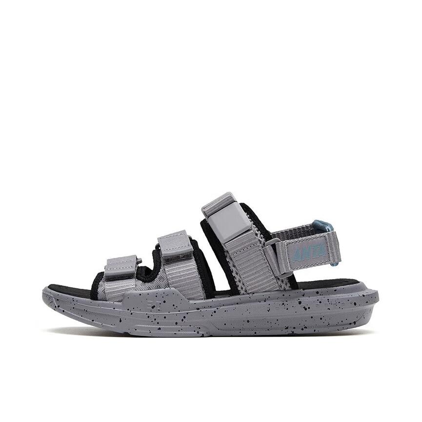 推荐商品：安踏 霸道 防滑耐磨 轻便透气 舒适软底 外穿 沙滩运动 凉鞋 112338502 沙暴灰/黑色/雾灰