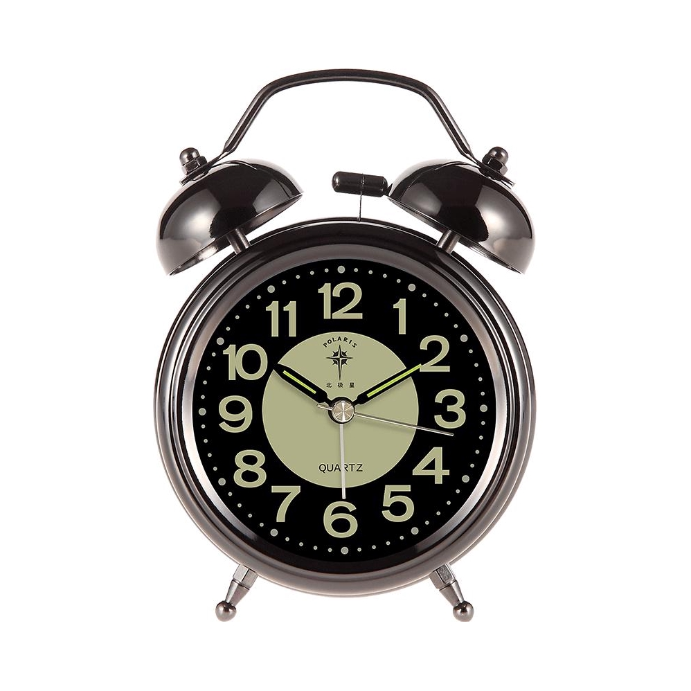 推荐商品：Polaris/北极星 电池款 金属机械复古夜光强力叫醒闹铃 6409