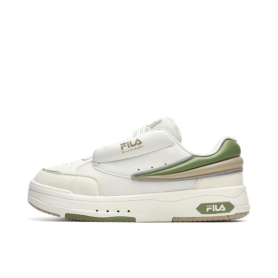 推荐商品：FILA/斐乐 MIX 520 板鞋 耐磨透气轻便厚底减震防滑舒适合成革织物增高 白色/绿色