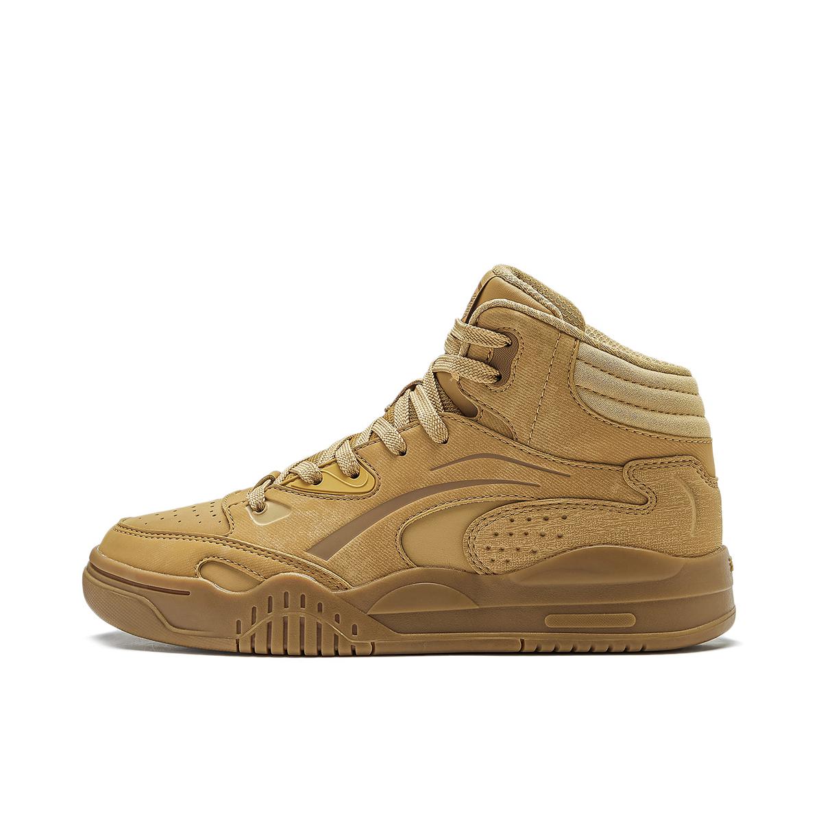 推荐商品：李宁 漠原 减震回弹 舒适轻便 防滑耐磨 透气 防风 织物 复古 时尚百搭 板鞋 矿物黄