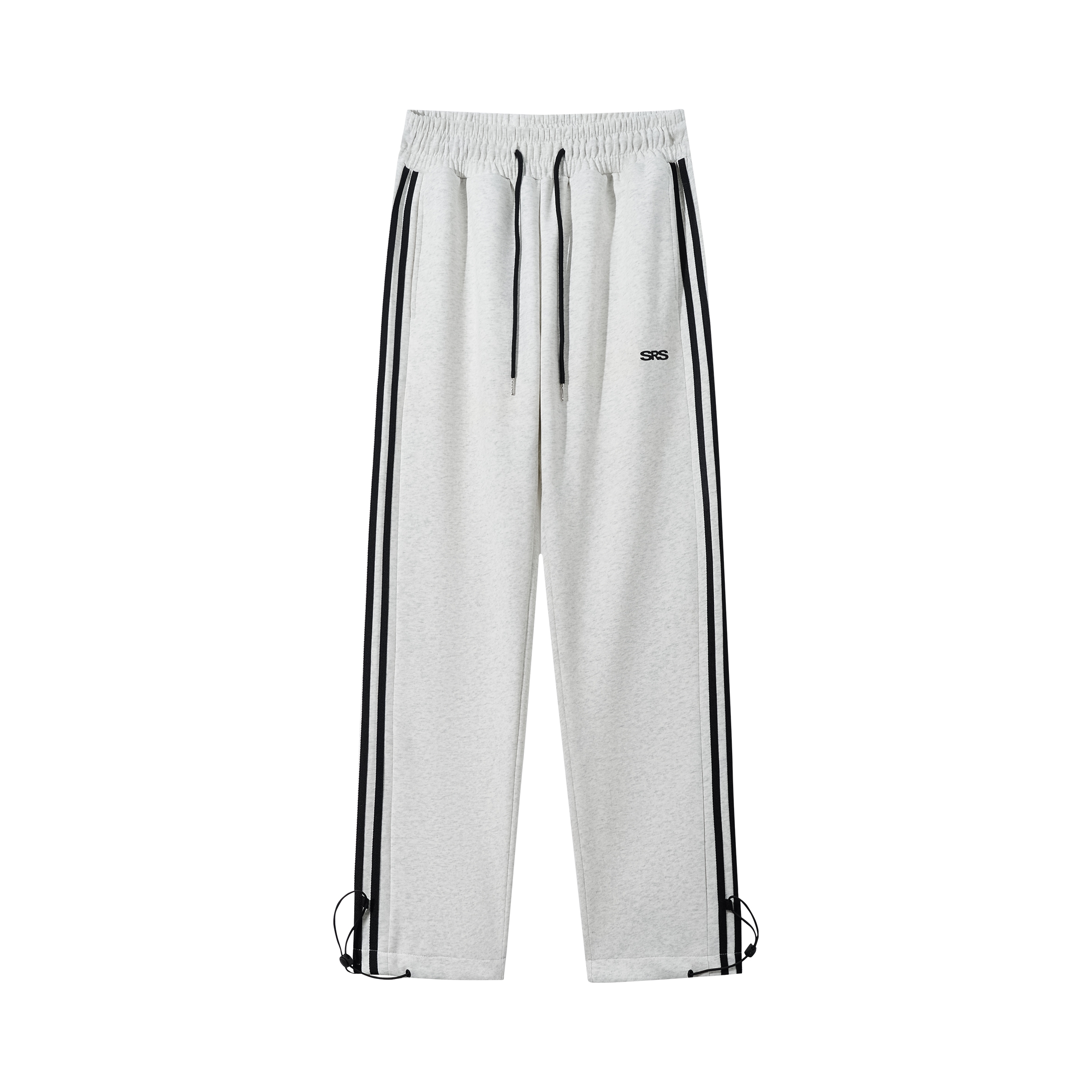 推荐商品：【李歌洋同款】Simple Rimless 侧拼侧边条纹抽绳可调节直筒织带运动长裤 SR21AW97 白花灰