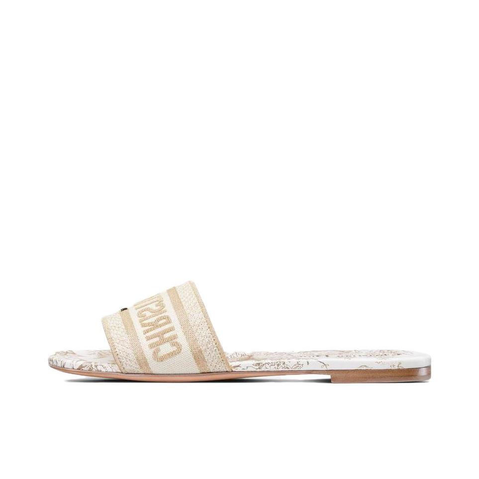 推荐商品：Dior Dway Slide KCQ209TJE 时尚百搭 舒适轻便 一字拖 凉鞋 白色/米色