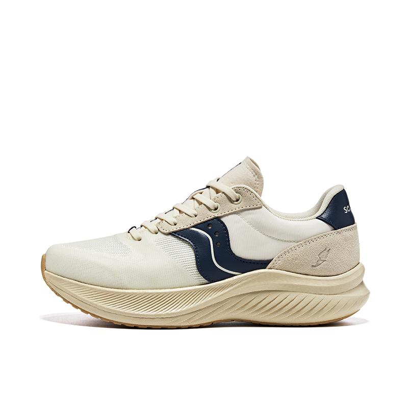 推荐商品：Saucony/索康尼 Slay Icon 全速 缓震透气 舒适耐磨 复古 跑鞋 米色/蓝色