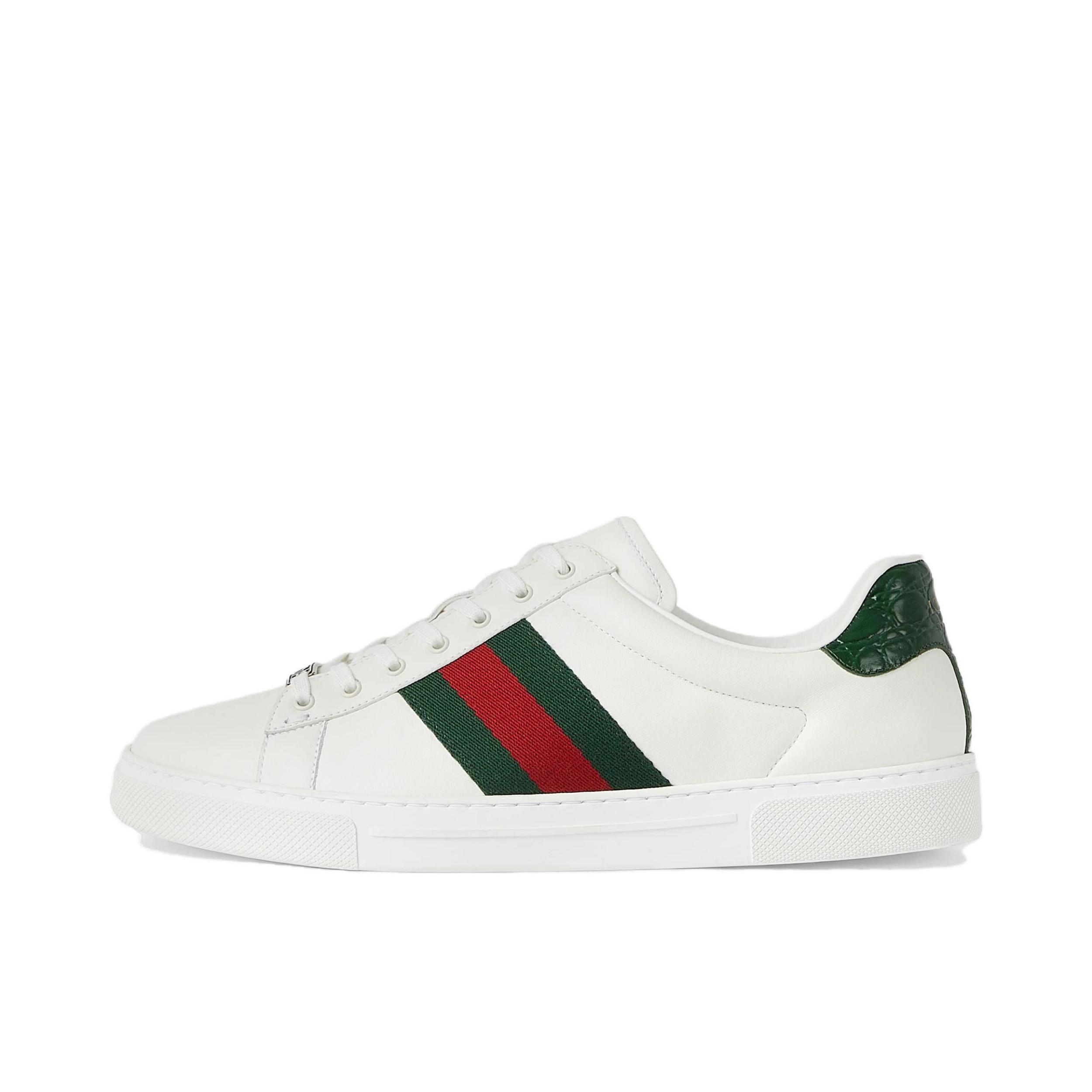 推荐商品：Gucci Ace 板鞋 刺绣时尚百搭舒适轻便休闲复古牛皮运动圆头 红色/绿色