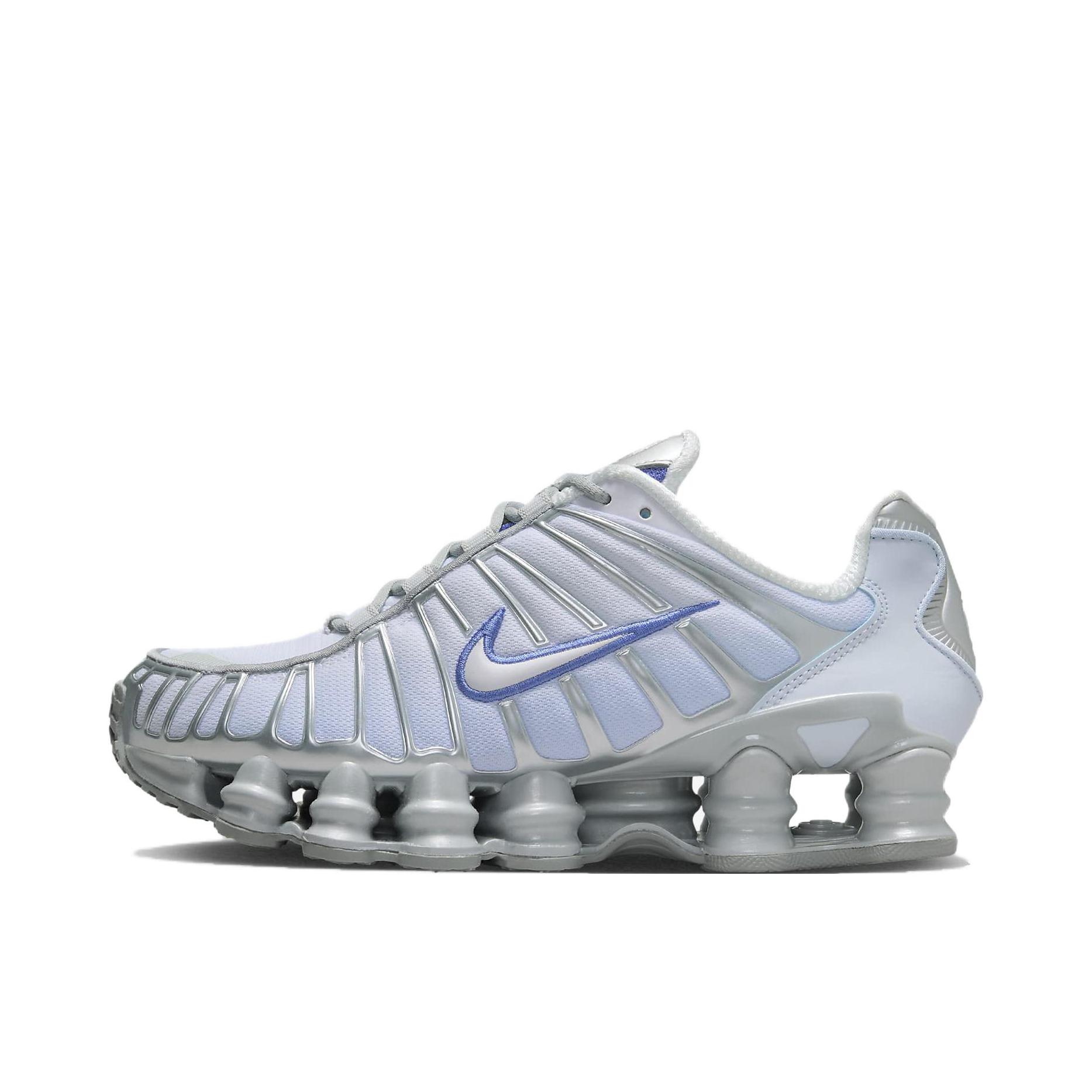 推荐商品：Nike Shox TL 运动休闲鞋 全掌气柱缓震回弹透气防滑耐磨百搭复古贴合圆头 银色