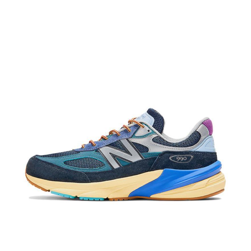 推荐商品：New Balance 990 V6 跑鞋 拼接网布绒面革织物合成革耐磨透气减震防滑支撑圆头 蓝色/灰色