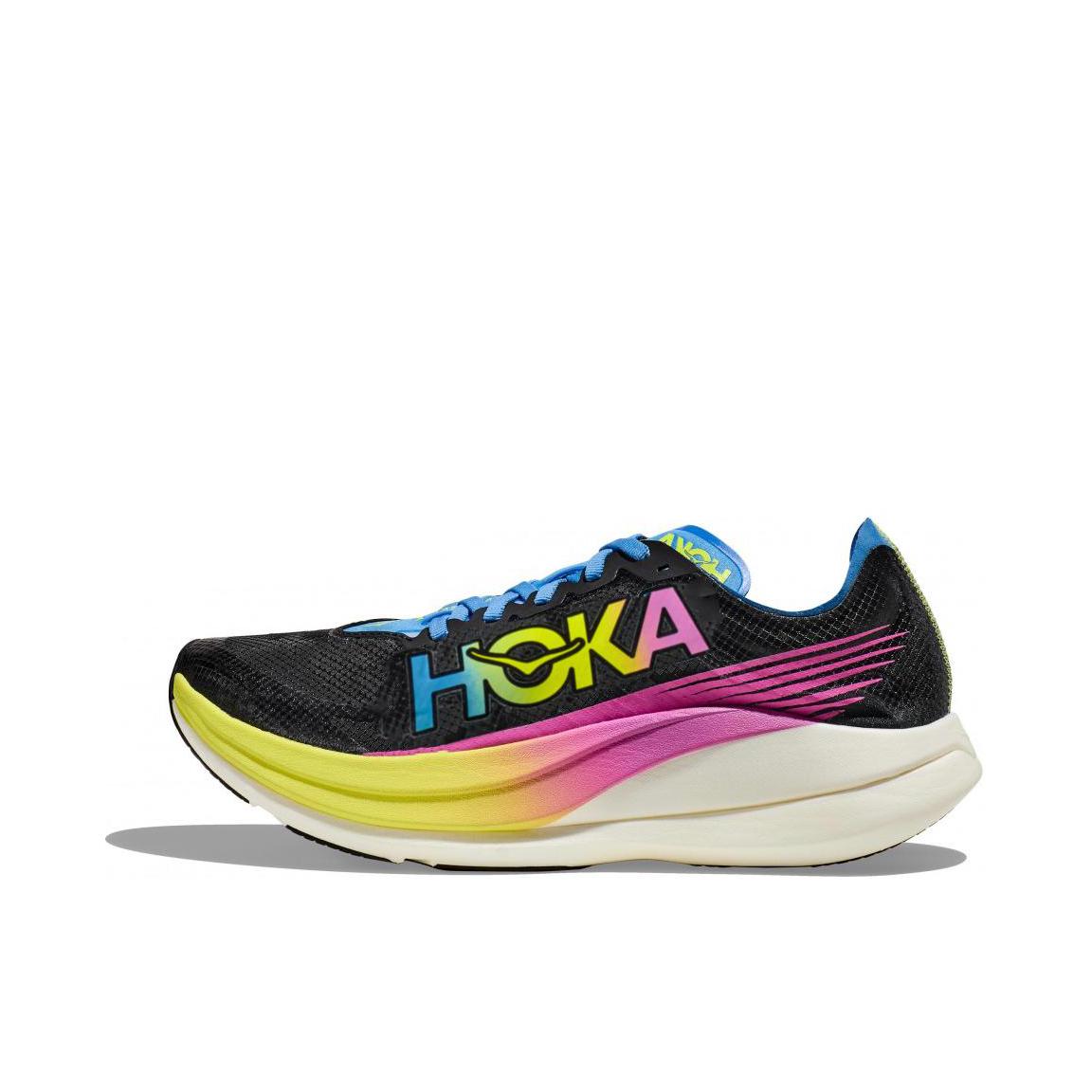 推荐商品：HOKA ONE ONE Rocket X2 缓震 回弹 耐磨 织物 跑鞋 黑色/粉色