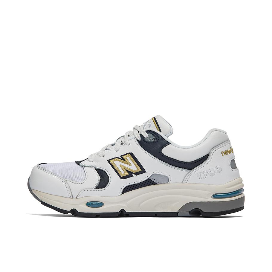 推荐商品：New Balance 1700 跑鞋 绒面革织物合成革复古减震耐磨透气防滑马拉松皮革舒适 金色/白色/黑色