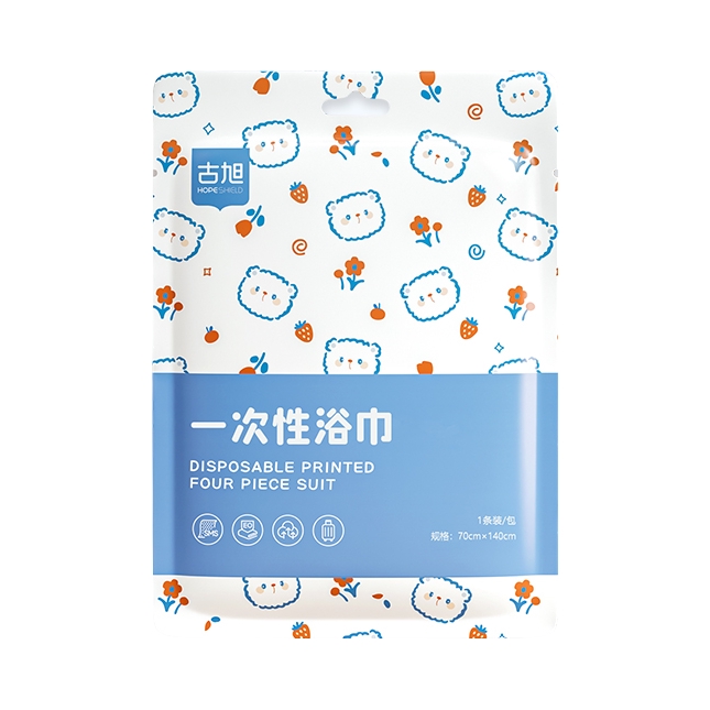 推荐商品：古旭 syw888666 纯棉植物纤维 升级加厚80% 一次性印花浴巾 出差旅行