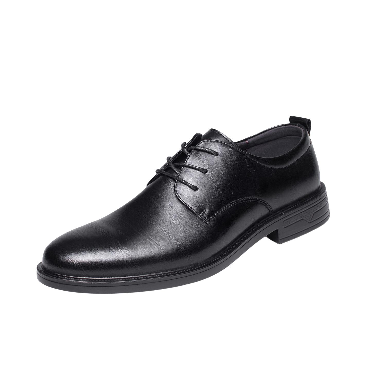 推荐商品：海澜之家 舒适透气 正装 百搭 结婚 真皮 增高 尖头 皮鞋 HAAPXM2DBH171 黑色