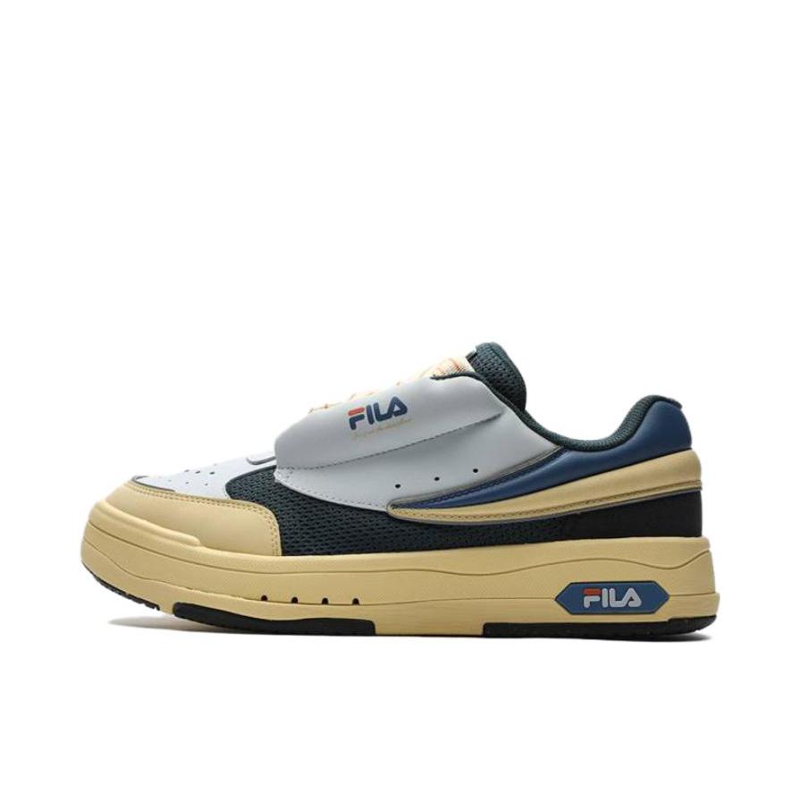 推荐商品：FILA/斐乐 MIX 520 板鞋 耐磨透气轻便厚底减震防滑舒适合成革织物增高 米色/蓝色