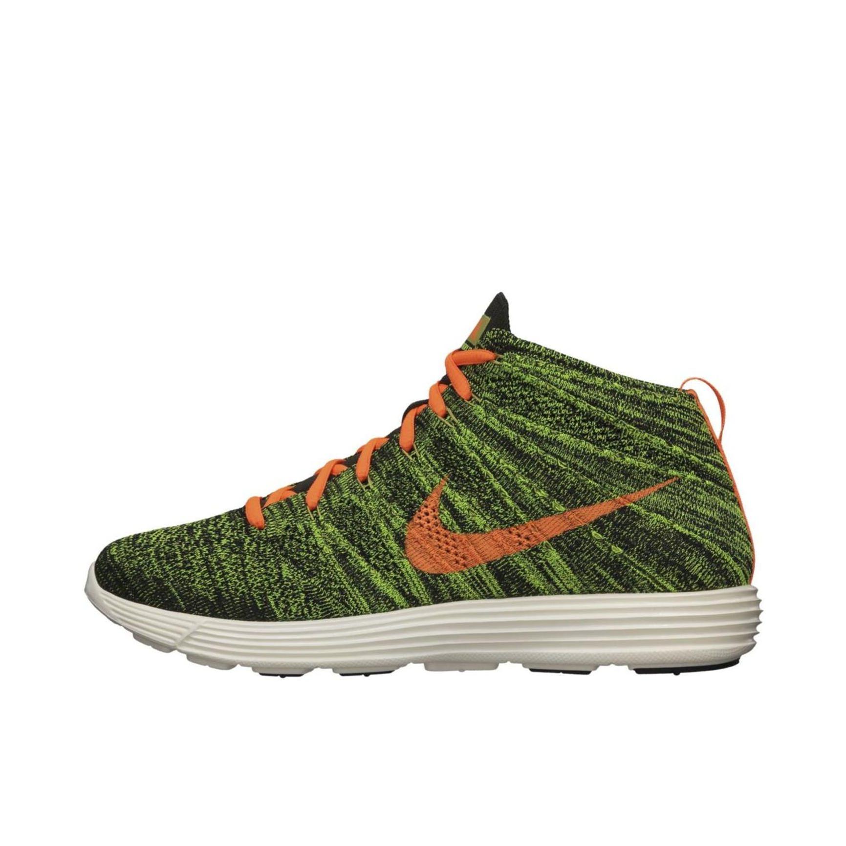 推荐商品：Nike Lunar Flyknit Chukka 中帮 跑鞋 Total Orange/Sequoia/Parachute Gold 绿色/橘色