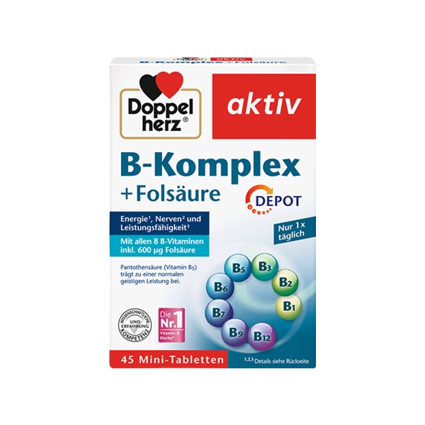推荐商品：Doppelherz/双心 维生素B片+叶酸复合缓释片