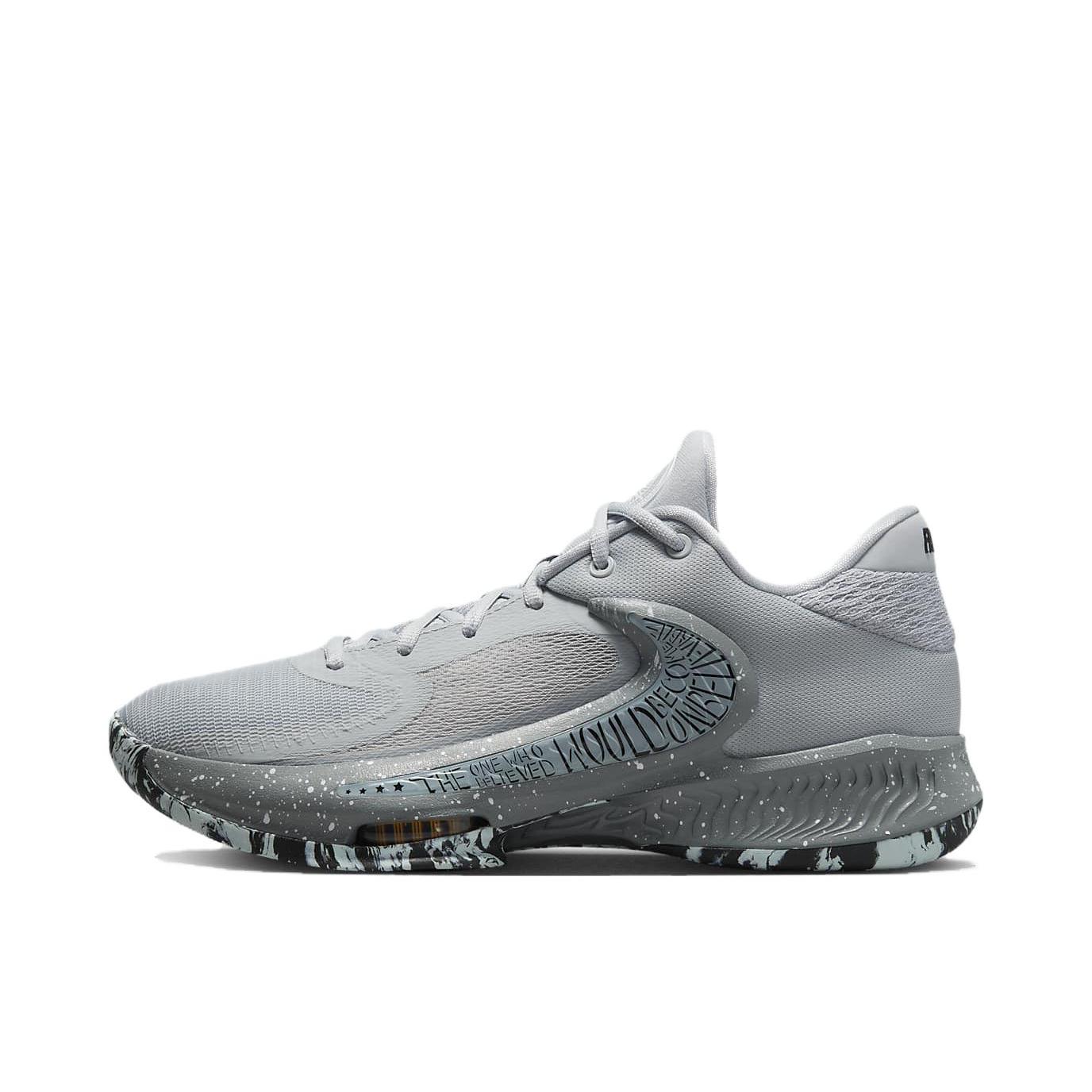 推荐商品：Nike Zoom Freak 4 字母哥4代 透气 缓震防滑 包裹性支撑 织物 实战 篮球鞋 Etched In Stone 灰色