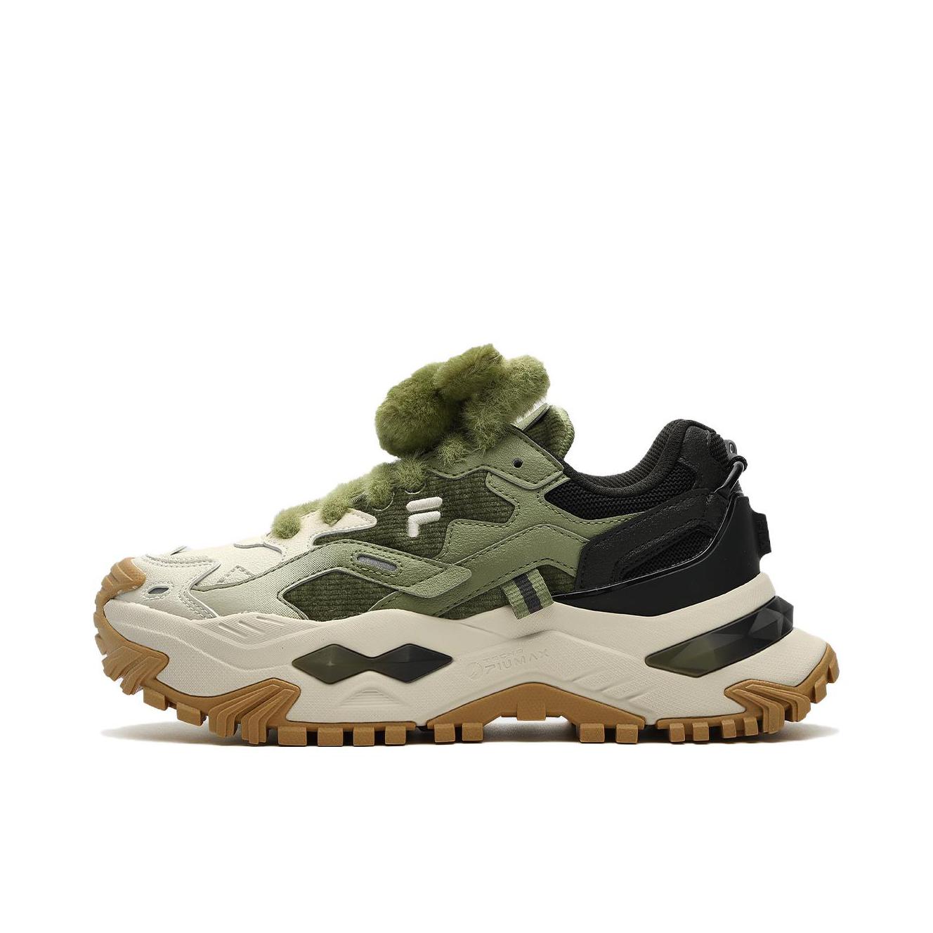 推荐商品：FILA/斐乐 Bianco 硬糖 厚底 防滑耐磨 减震透气 增高鞋 老爹鞋 女款/绿色/苔藓色