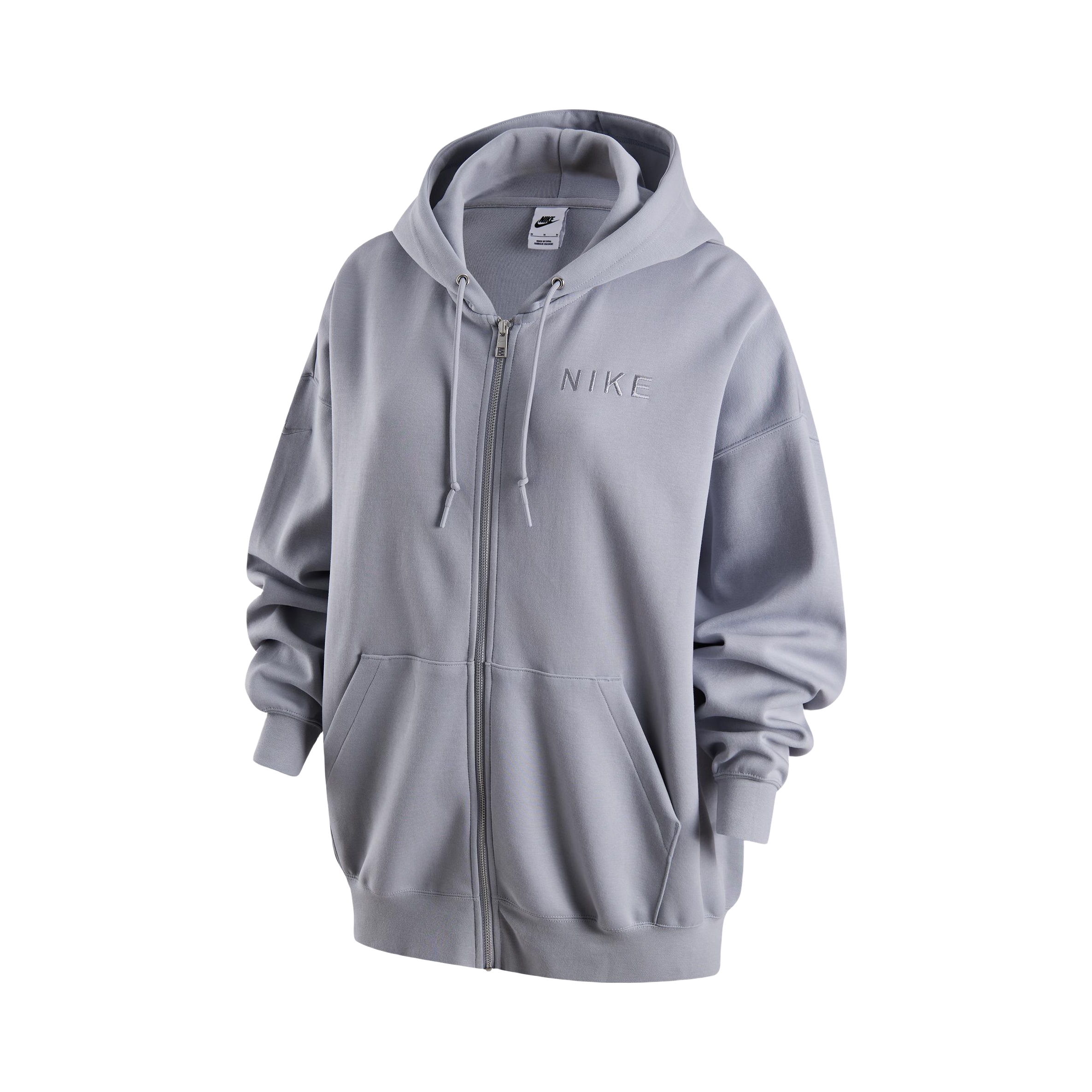【郑钦文同款】Nike/耐克 SPORTSWEAR纯棉刺绣OVERSIZE连帽开襟夹克 HF0422 狼灰