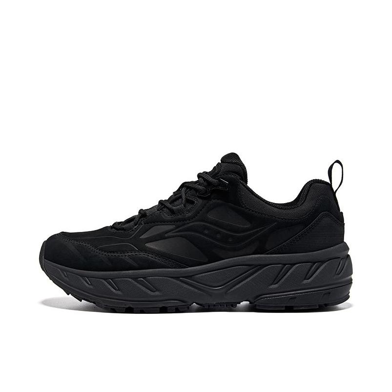 推荐商品：Saucony/索康尼 Cyber Web 防滑耐磨 缓震软底 真皮 复古 跑鞋 黑色