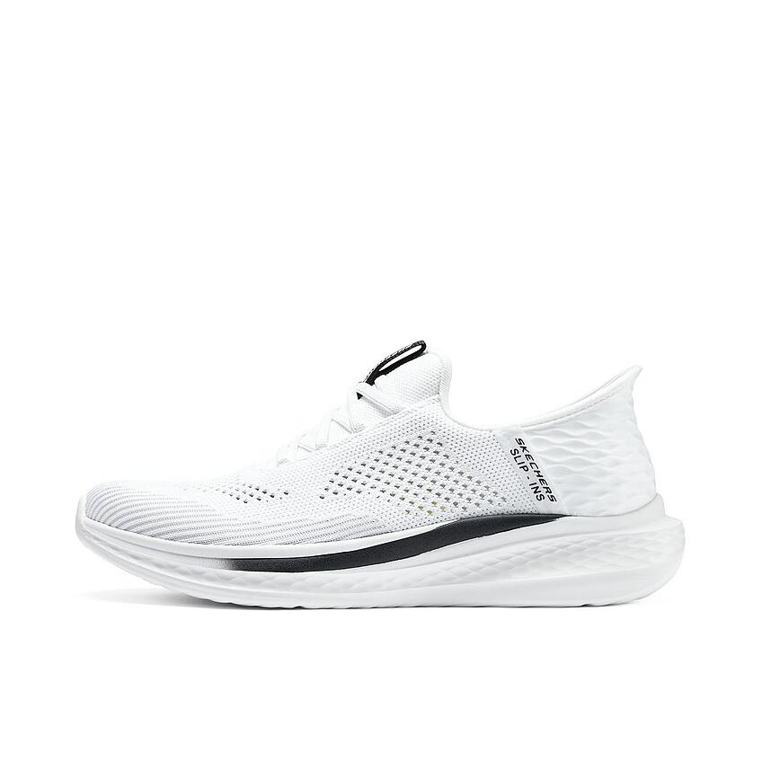 推荐商品：Skechers/斯凯奇 闪穿科技 轻盈舒适 网布透气 一脚蹬 慢跑 跑鞋 210810 白色